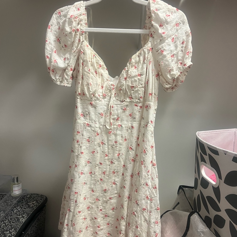 Altar'd State Cream Midi Dress with Pink Floral Print